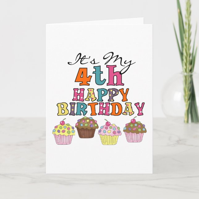 Carte Pretty Cupcakes 4th Birthday Tshirts and Gifts (Devant)