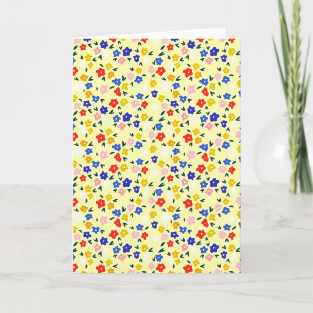 Carte Pretty Dainty Cute Floral on Pastel Yellow (Devant)