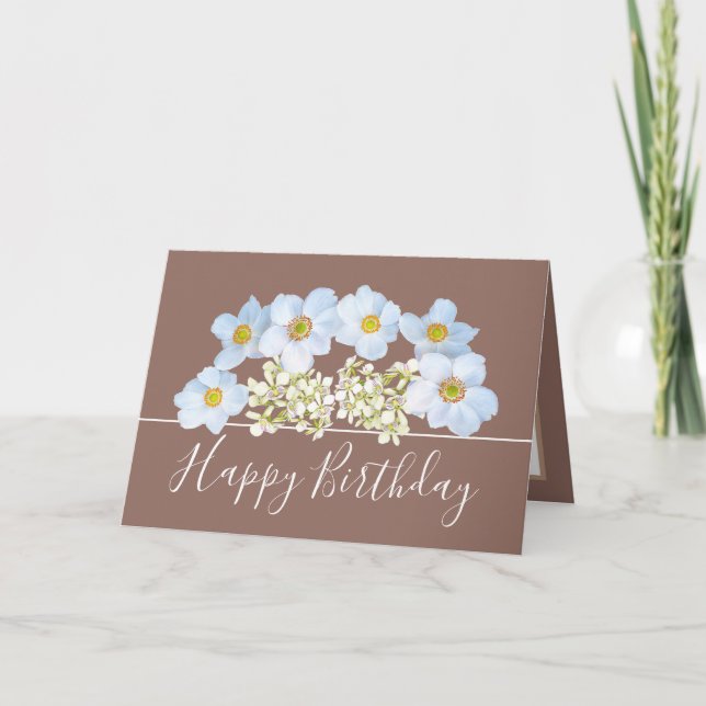 Carte Pretty Floral Bouquet White Orchid Flower Birthday (Devant)