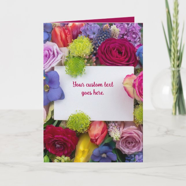 Carte Pretty Floral Framed Roses Text Box Custom (Devant)