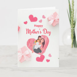 Carte Pretty mother's Day card with hearts