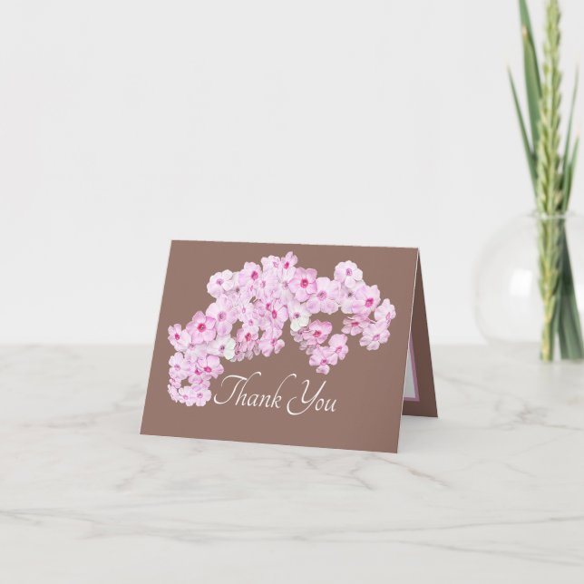 Carte Pretty Pink Floral Thank You Botanical Flowers (Devant)