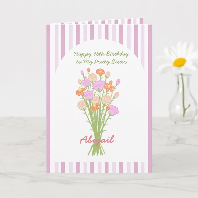 Carte Pretty Wildflower Happy 18th Birthday for Sister  (Petite plante)