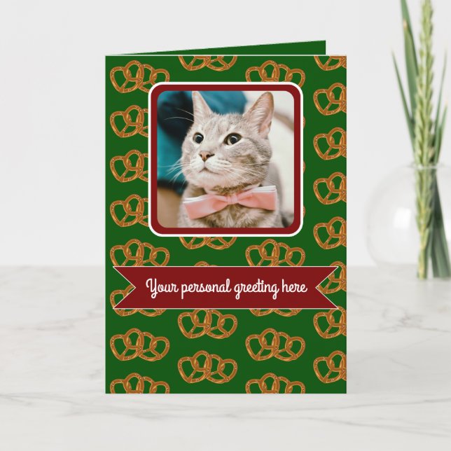 Carte Pretzel voeux de vacances motif - votre photo & te (Devant)