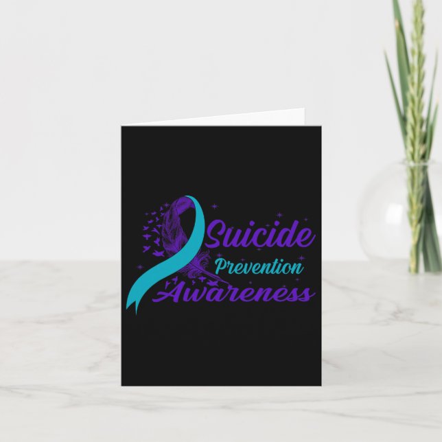 Carte Prévention du suicide au sémicolon à ruban turquoi (Devant)