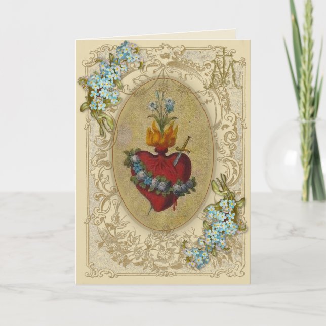 Carte Prière d'amitié religieuse Vierge Marie Vintage (Devant)