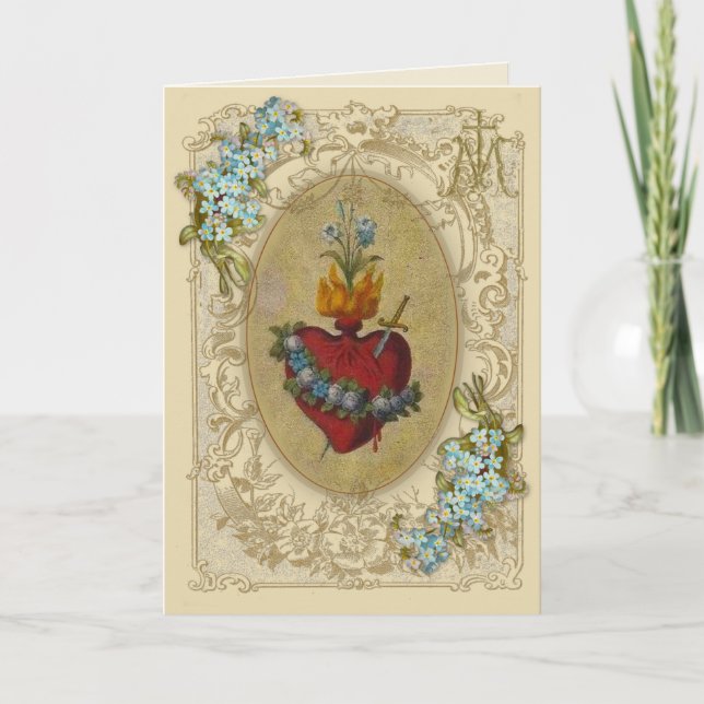 Carte Prière d'amitié religieuse Vierge Marie Vintage (Devant)