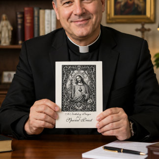 Carte Prière d'anniversaire du Sacré-Cœur pour un prêtre