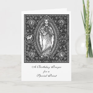 Carte Prière d'anniversaire Sacré-Cœur Prêtre catholique