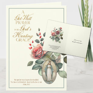 Carte Prière de guérison Roses Vierge Marie Bon rétablis