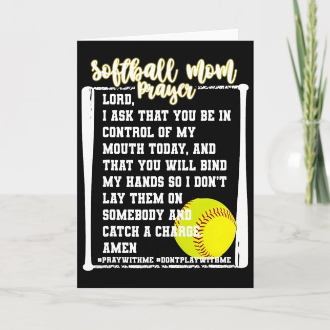 Carte Prière de maman de softball Baseball jour de match (Devant)