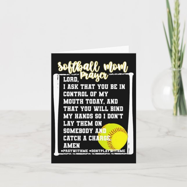 Carte Prière de maman de softball Jour de match de baseb (Devant)