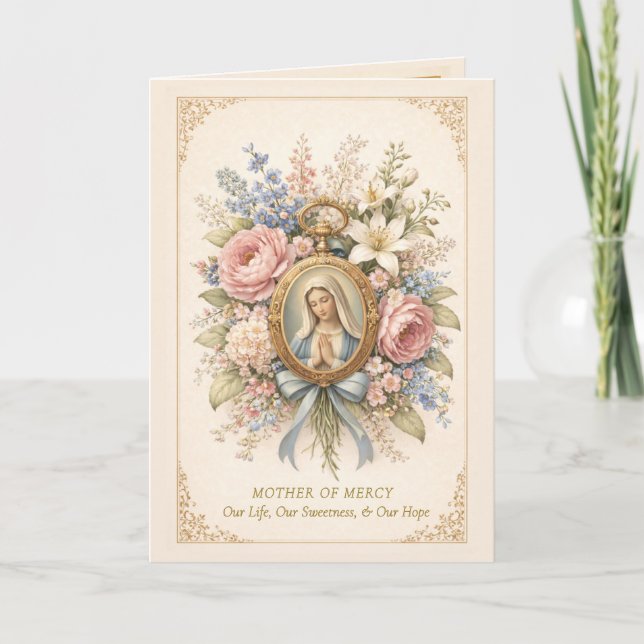 Carte Prière mariale de la Mère de miséricorde catholiqu (Devant)