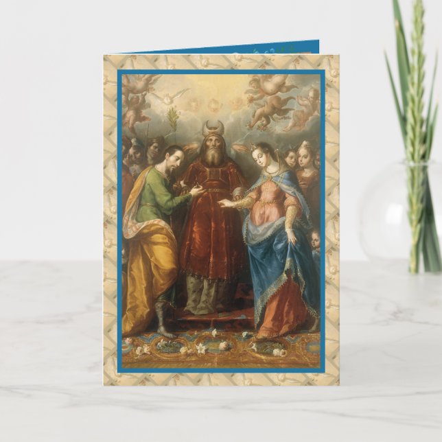 Carte Prière religieuse Fiançailles catholique Vintage (Devant)
