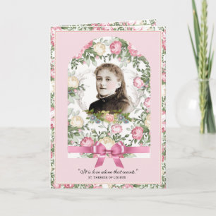 Carte Prière religieuse St. Therese Vintage rose Roses