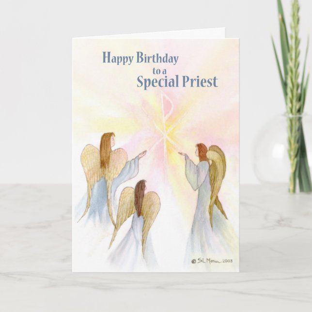 Carte Priest Birthday, Religious Angels (Devant)
