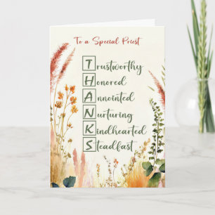 Carte Priest Clergé Jour d'appréciation Merci Acrostique