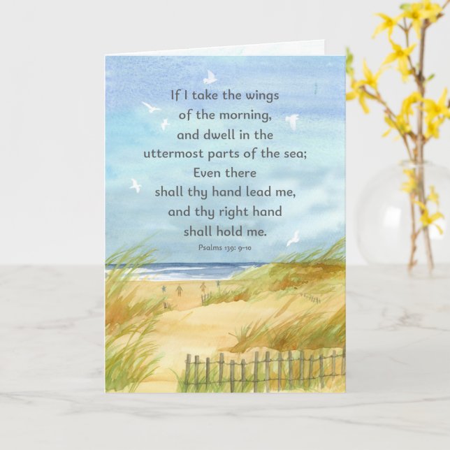 Carte Priez Pour Vous Psaumes Bible Verse Ocean Beach (Fleur jaune)
