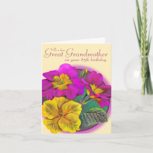 Carte Primula great Grandmother 85 yellow birthday card