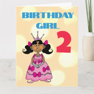 Carte Princesse 2ème anniversaire cheveux noirs personna