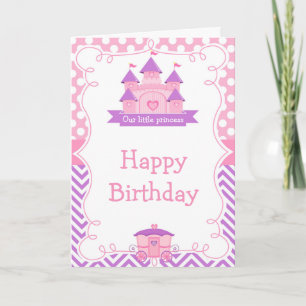 Carte Princesse Anniversaire rose et violet