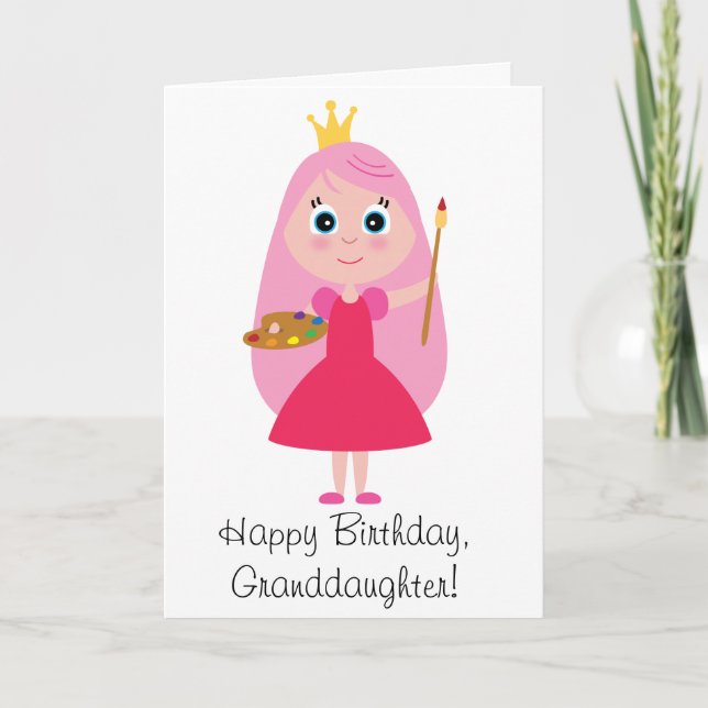 Carte Princesse Artist Granddaughter d'anniversaire (Devant)
