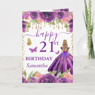 Carte Princesse aux Cheveux Blonds en Robe Violette Anni