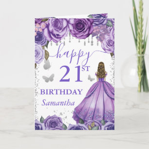 Carte Princesse aux Cheveux Blonds en Robe Violette Anni