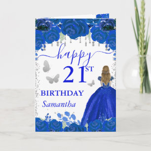Carte Princesse aux Cheveux Blonds Robe Bleue Royale Ann