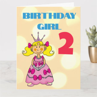 Carte Princesse Blonde Personnalisée 2ème Anniversaire