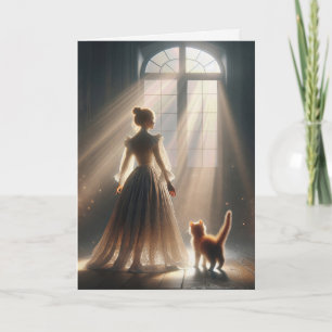 Carte Princesse d'anniversaire avec un chaton