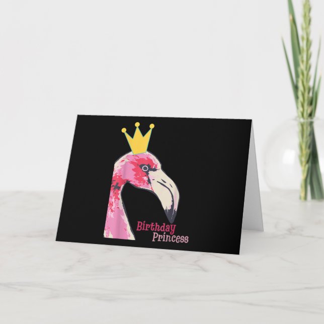 Carte Princesse d'anniversaire Fille Flamant rose | Joli (Devant)