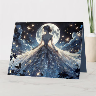 Carte Princesse Fée au Clair de Lune Robe Céleste