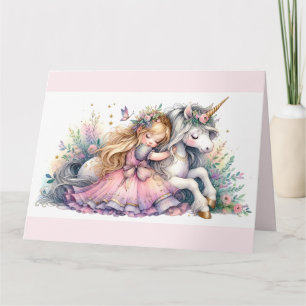 Carte Princesse Licorne Pastel Conte de Fée Fantastique