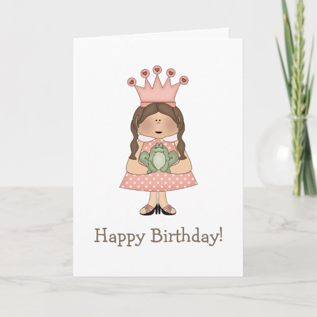 Carte Princesse rose ・ Princesse et grenouille (Devant)
