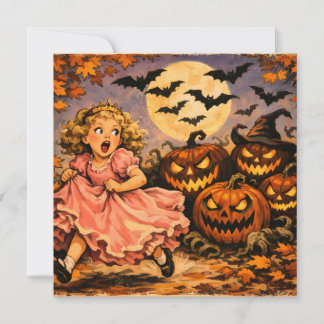 Carte Princesse vintage et citrouille de Halloween Jack