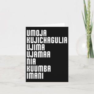 Carte Principes des sept Kwanzaa Umoja Kujichagulia Ujim