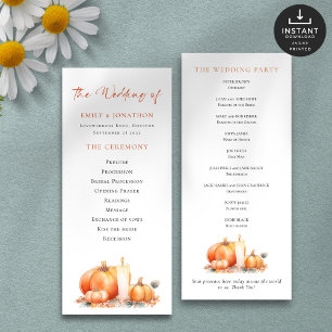 Carte Printable Automne Citrouille Candle Wedding Progra