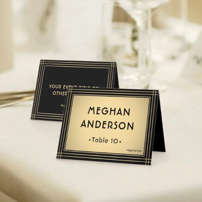 Carte Printable Escort Card - Classic Black and Gold (Créateur téléchargé)