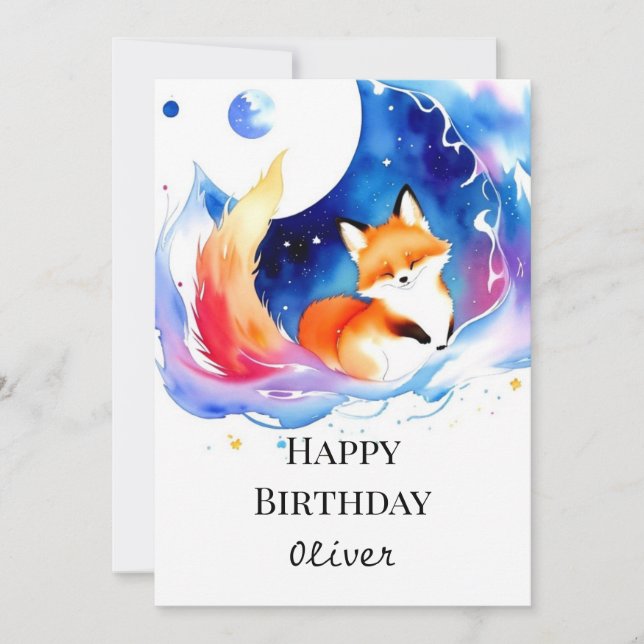 Carte Printable Renard forestier Anniversaire (Devant)
