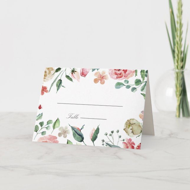 Carte printemps fleuri de minuit Mariage Place (Devant)