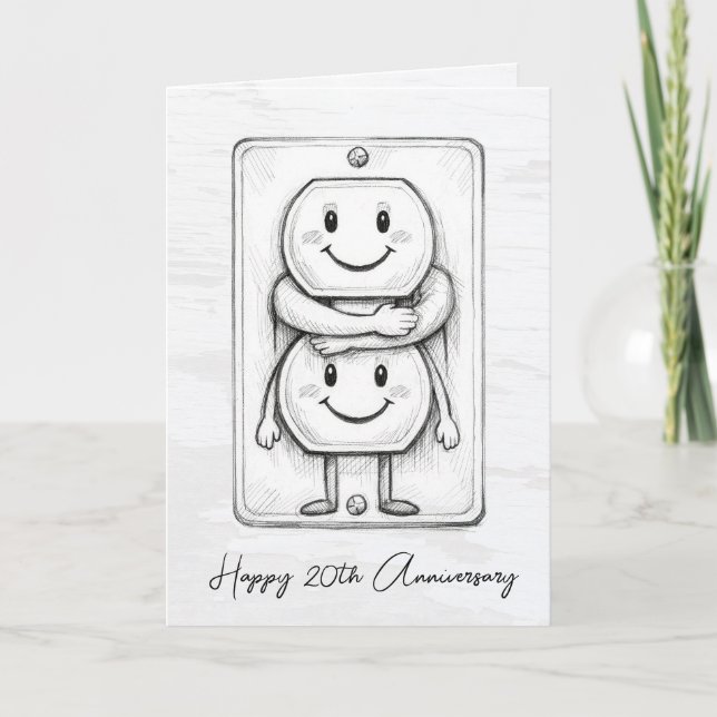 Carte Prise électrique pour 20e anniversaire de mariage  (Devant)