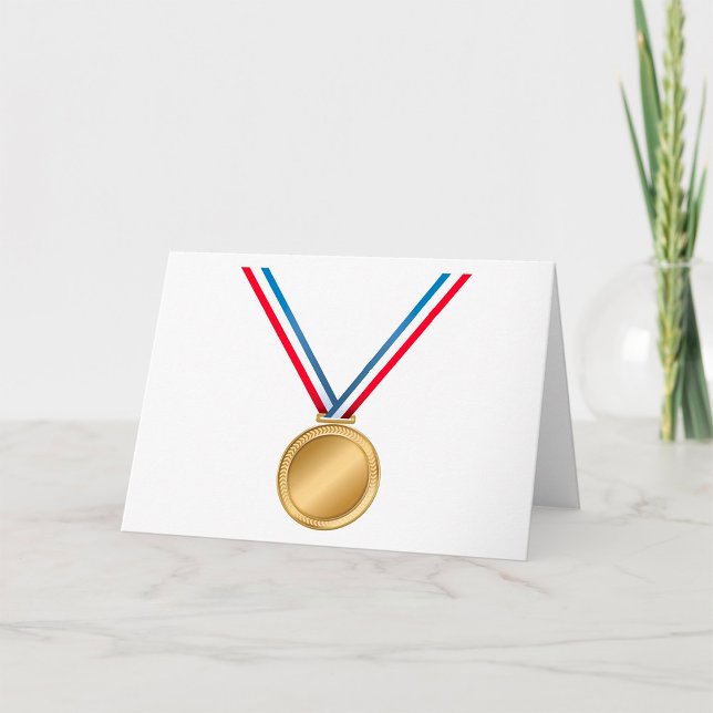 Carte Prix Médaille d'Or avec Ruban Bleu Blanc Rouge (Créateur téléchargé)