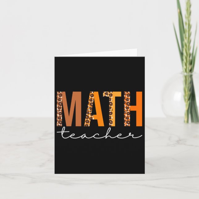 Carte Prof de maths léopard Squad Mignon automne Merci (Devant)