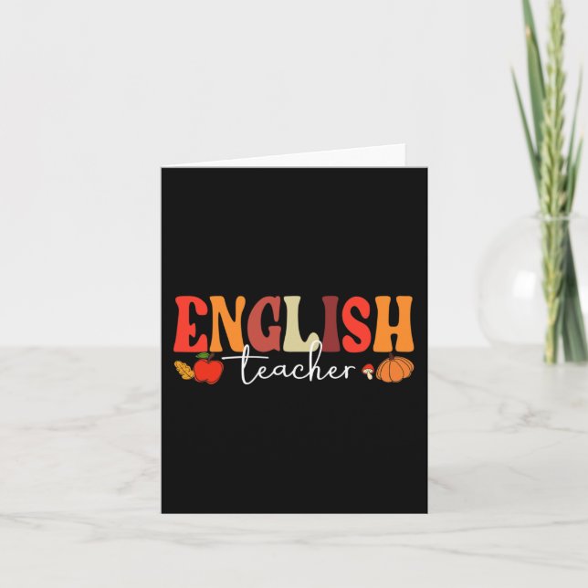 Carte Prof Enseignant Anglais Rétro Groovy Automne Vibra (Devant)