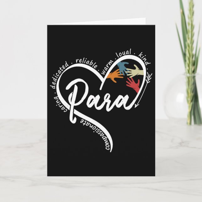 Carte Professeur auxiliaire Para Heart Paraéducateur  (Devant)