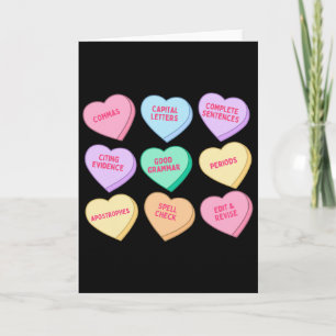 Carte Professeur d'anglais Saint-Valentin Candy Heart An