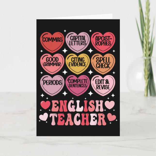 Carte Professeur d'anglais Saint-Valentin Grammaire Prof (Devant)
