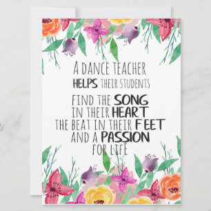 Carte Professeur de danse décor Cadeau d'appréciation po