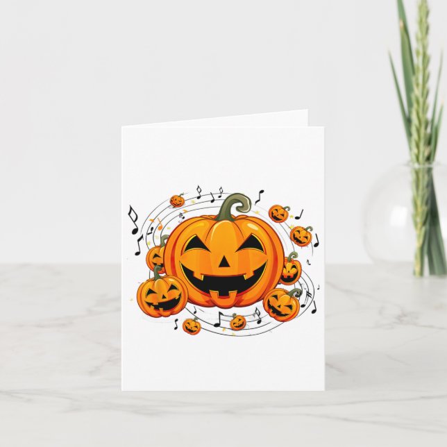 Carte Professeur de musique Halloween Citrouille d'autom (Devant)
